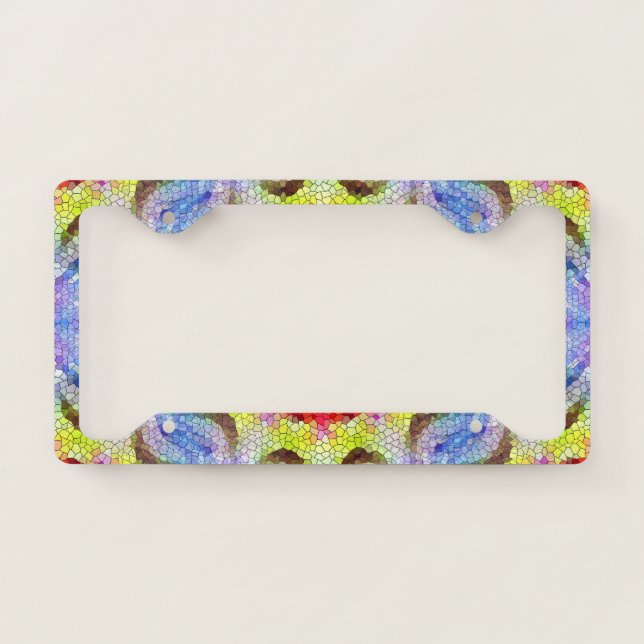 Beautiful Bright Mosaic Tile Sun Flower License Plate Frame (Front)