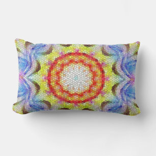 Beautiful Bright Mosaic Tile Sun Flower Lumbar Pillow