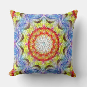 Beautiful Bright Mosaic Tile Sun Flower Throw Pillow