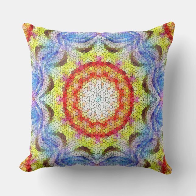 Beautiful Bright Mosaic Tile Sun Flower Throw Pillow (Front)