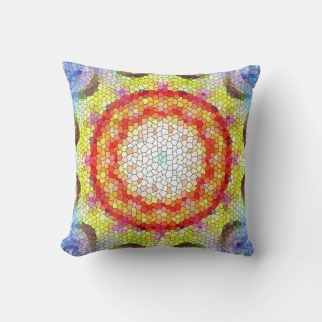 Beautiful Bright Mosaic Tile Sun Flower Throw Pillow (Front)