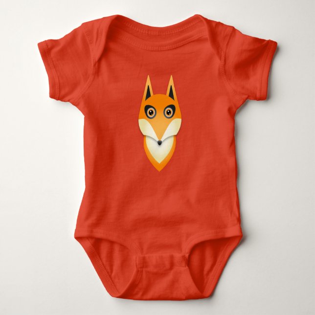 Beautiful bright orange fox baby boys romper (Front)