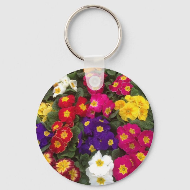 Beautiful Bright Polyanthus flowers Keychain (Front)