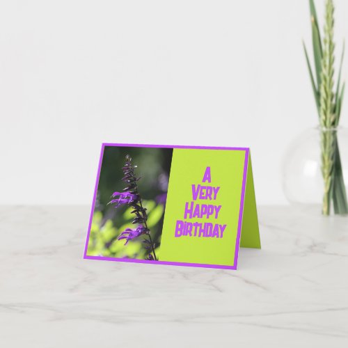 Beautiful Bright Purple Salvia Flowers Birthday Card