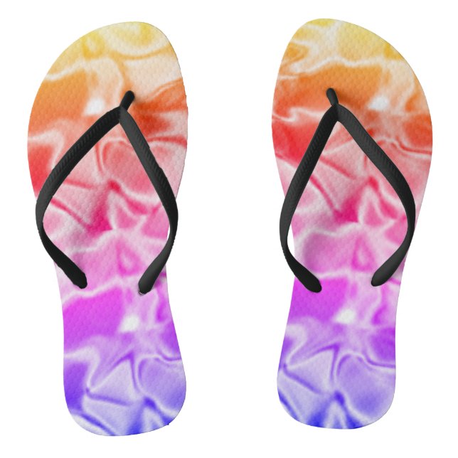 Beautiful Bright Rainbow Stripes Neon Colors Flip Flops (Footbed)