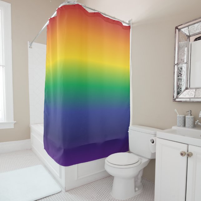 Beautiful Bright Rainbow Stripes Shower Curtain (In Situ)