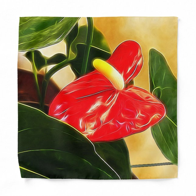 Beautiful Bright Red Anthurium Flower Photography Bandana (Front)