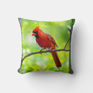 Beautiful Bright Red Cardinal in a Tree Throw Pillow