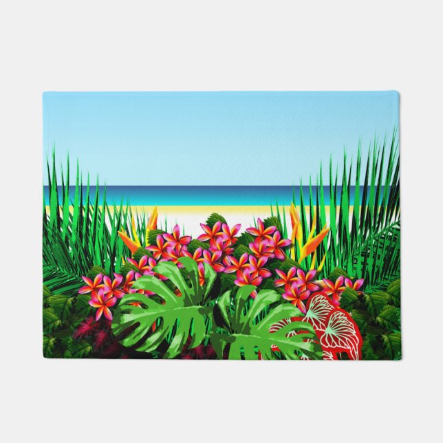 Beautiful Bright Tropical Paradise Beach Doormat (Front)