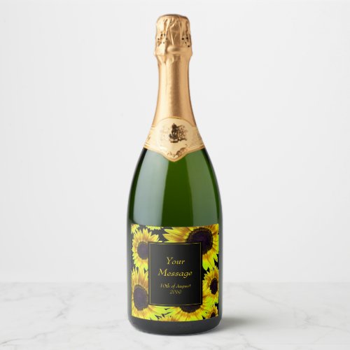 Beautiful Bright Yellow Sunflower _ Any Occasion Sparkling Wine Label