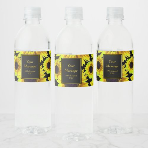 Beautiful Bright Yellow Sunflower _ Any Occasion Water Bottle Label