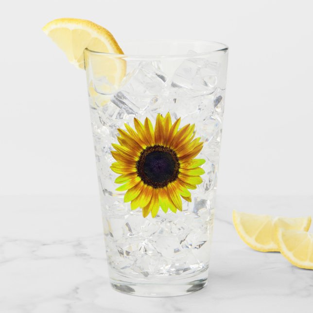 Beautiful Bright Yellow Sunflower - Glass (Front Ice)