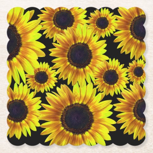 Beautiful Bright Yellow Sunflower _ Paper Coaster