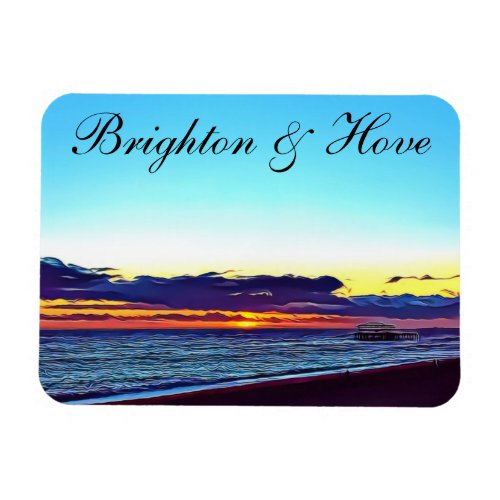 Beautiful Brighton and Hove Beach  Sunset Magnet