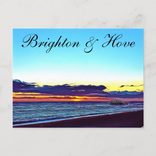 Beautiful Brighton and Hove Beach  Sunset Postcard
