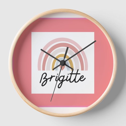 Beautiful Brigitte with Rainbow Design wall clock Clock