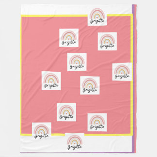 Beautiful Brigitte with Rainbow fleece blanket. Blanket