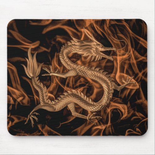 Beautiful Bronze Tone Chinese Dragon Art Mouse Pad