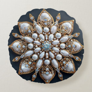 Beautiful Brooch Round Pillow