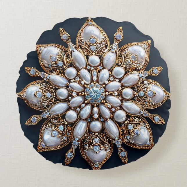 Beautiful Brooch Round Pillow (Front)