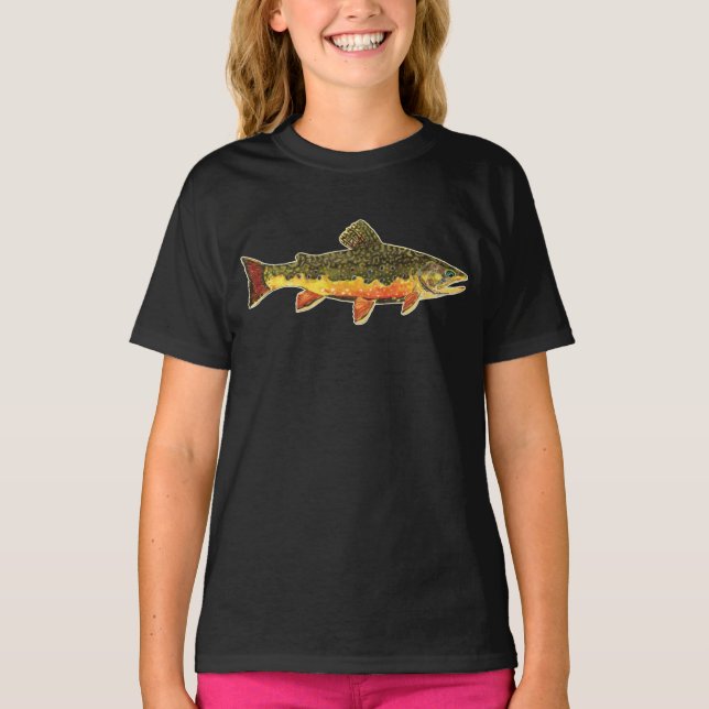 Beautiful Brook Trout Fish Painting T-Shirt (Front)