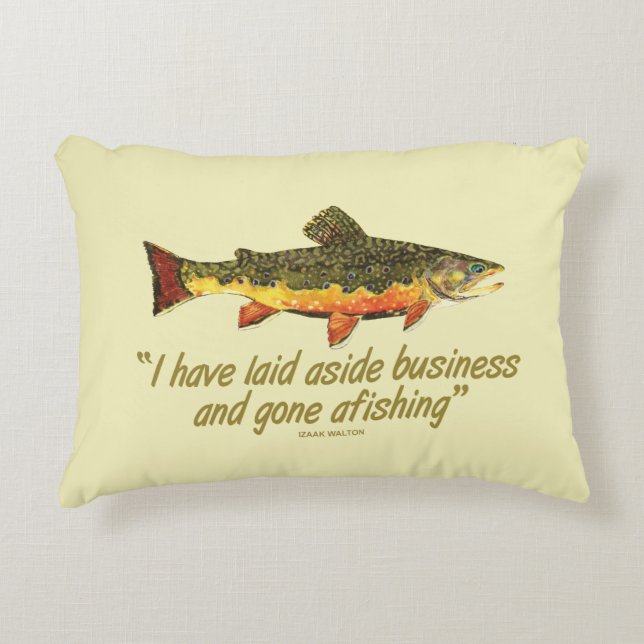 Beautiful Brook Trout Fishing Saying Accent Pillow (Front)