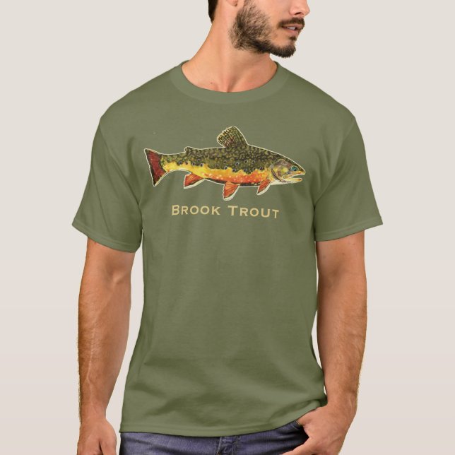 Beautiful Brook Trout Fly Fishing for Him T-Shirt (Front)
