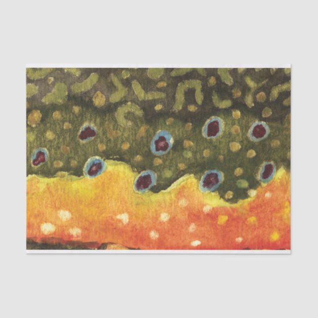 Beautiful Brook Trout Fly Fishing Tissue Paper (Front)
