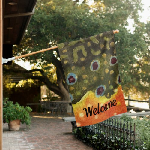 Beautiful Brook Trout Pattern Door Welcome House Flag