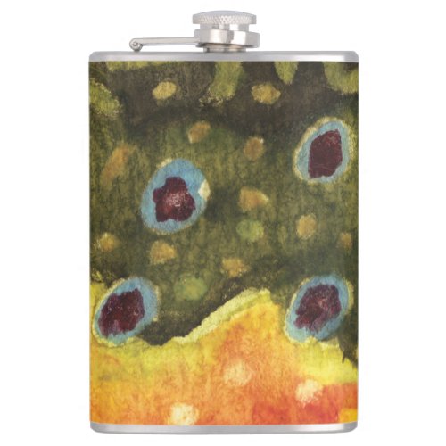 Beautiful Brook Trout Skin Fly Fishing Ichthyology Flask