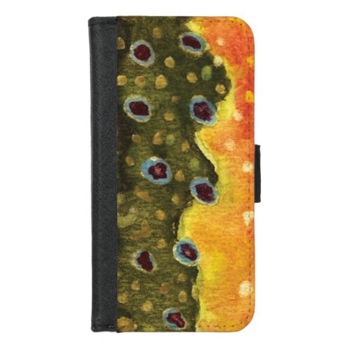 Beautiful Brook Trout Skin Pattern for Fly Fishing iPhone 87 Wallet Case