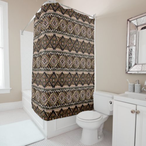 Beautiful Brown and Rust Mud Cloth Inspired Shower Curtain