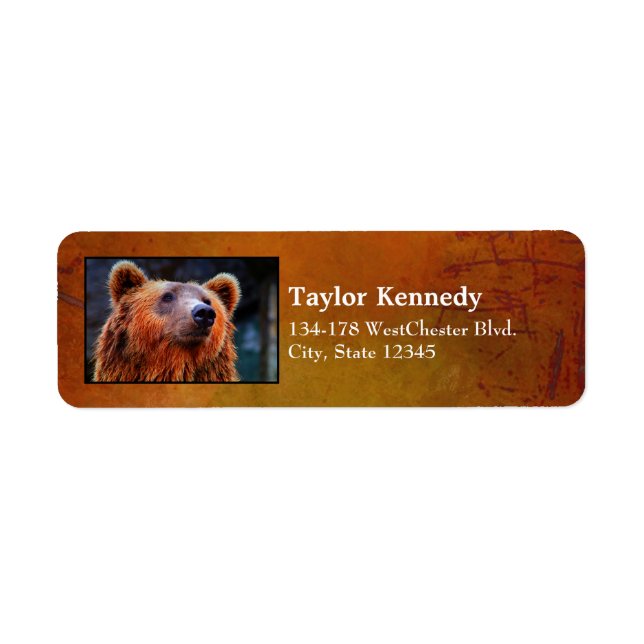 Beautiful Brown Bear Portrait Wildlife Photo Label (Front)