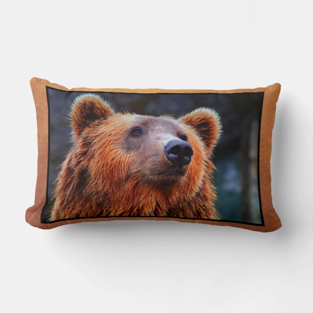 Beautiful Brown Bear Portrait Wildlife Photo Lumbar Pillow (Front)
