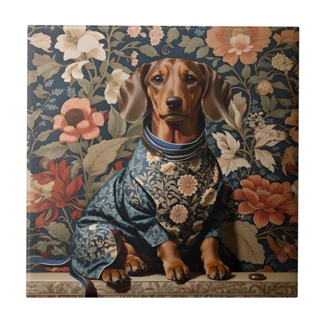 Beautiful Brown Dachshund | Dachshund Portrait Ceramic Tile (Front)