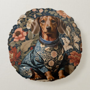 Beautiful Brown Dachshund Dachshund Portrait Round Pillow