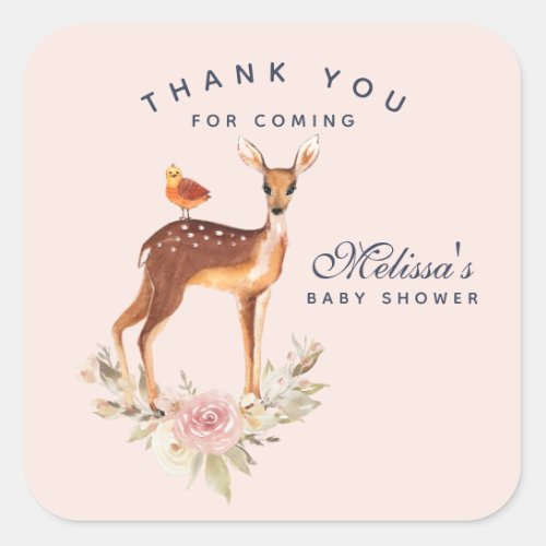 Beautiful Brown Doe with White Spots Baby Shower Square Sticker