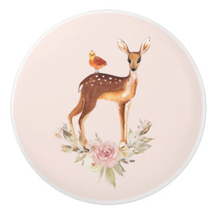 Beautiful Brown Doe with White Spots Ceramic Knob