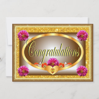 Beautiful brown floral design congratulations card