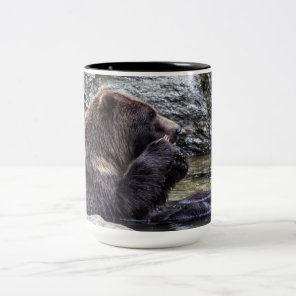 Beautiful Brown Grizzly Bear Two-Tone Coffee Mug