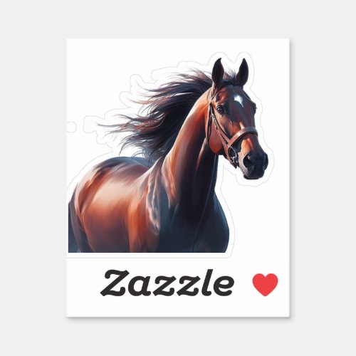  Beautiful Brown Horse Custom Name  Sticker