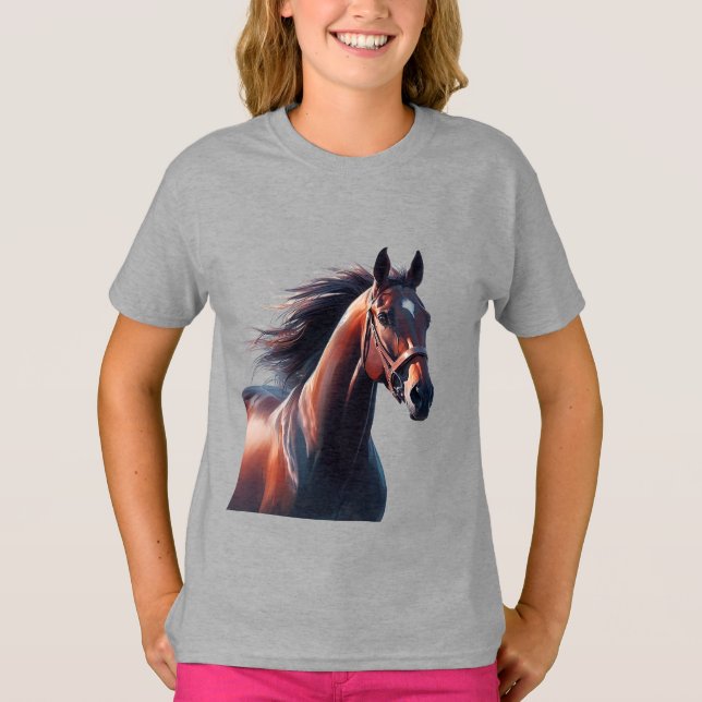  Beautiful Brown Horse Custom Name  T-Shirt (Front)