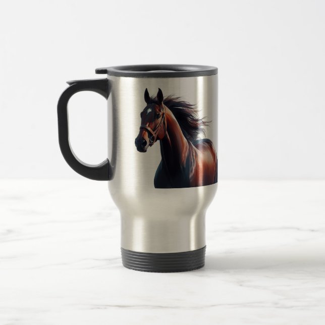  Beautiful Brown Horse Custom Name  Travel Mug (Left)