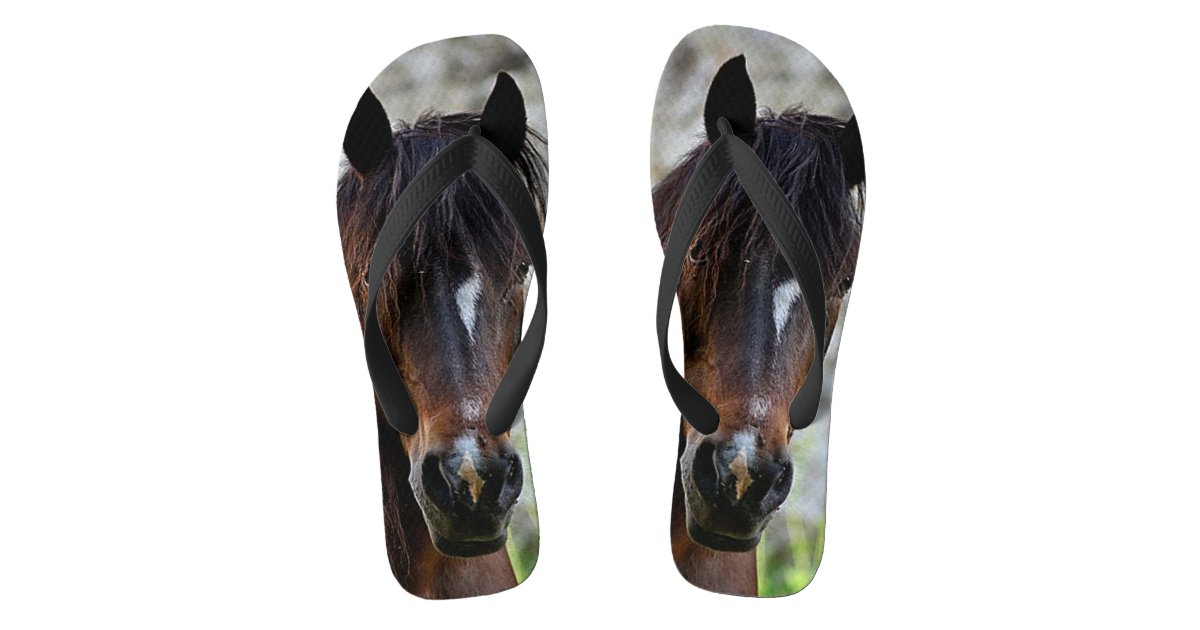 Beautiful Brown Horse Flip Flops Zazzle Com Watch the video clip of calm brown horse face. zazzle