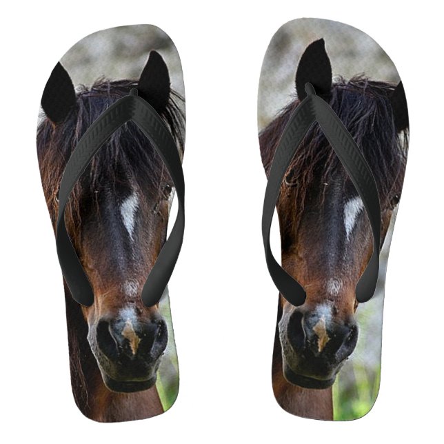 Beautiful Brown Horse Flip Flops (Footbed)