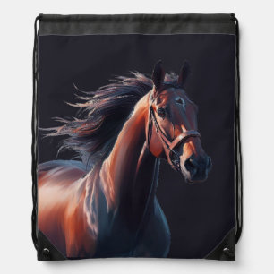  Beautiful Brown Horse Horse Lover  Drawstring Bag