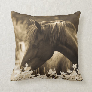 Beautiful brown horse throw pillow