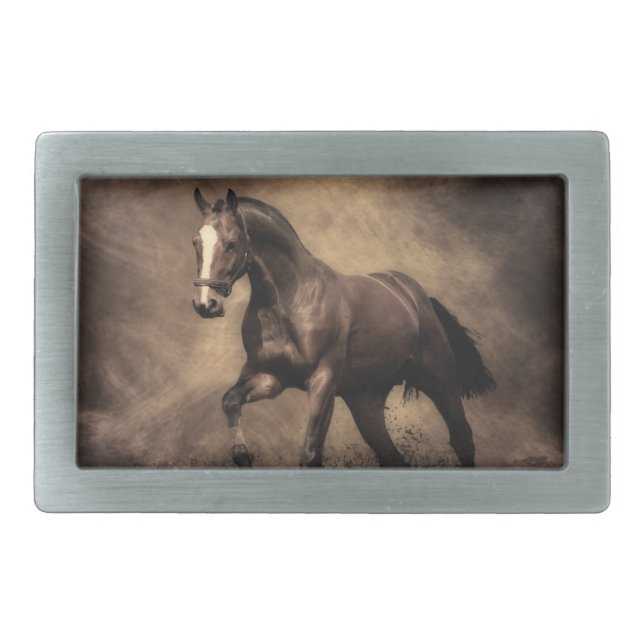 Beautiful brown horse throw pillow belt buckle (Front)