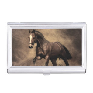 Beautiful brown horse throw pillow business card case