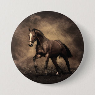 Beautiful brown horse throw pillow button